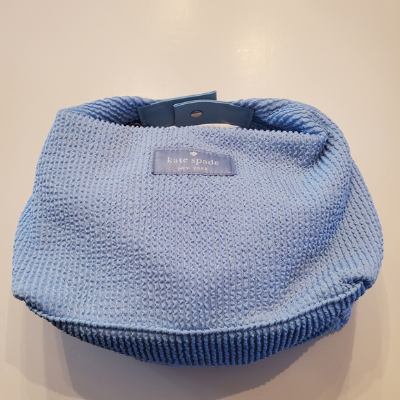 kate spade Handbags - Kate Spade Blue Ribbed Terry Cloth Mini Hobo Cosmetic Bag